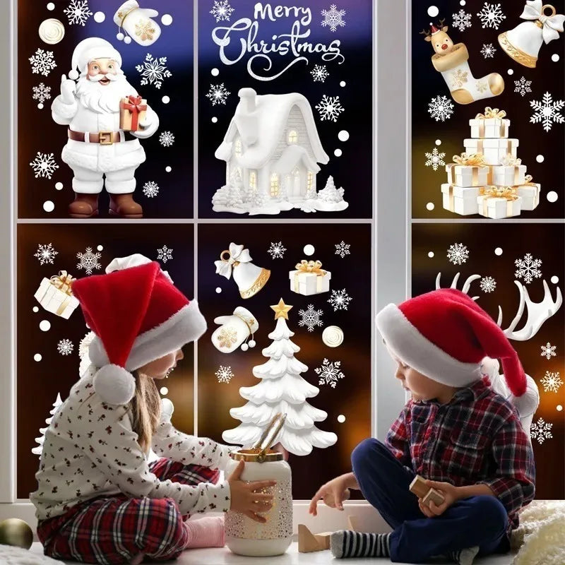 PVC Self Adhesive Christmas Window Sticker White Snowflake Holiday Decoration for Home Office Shop Festive Decor