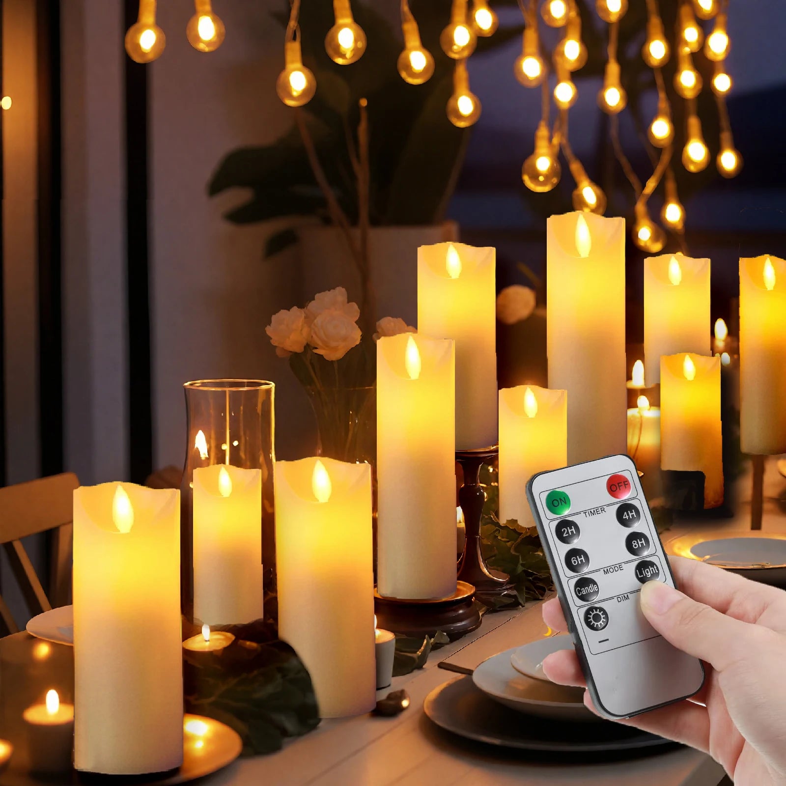 10-240Pcs LED Flickering Candles Wedding Flameless Candle Battery Operated Candles with Remote Control Flickering