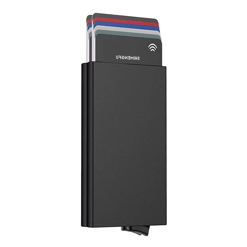 YATBEST Men’s Card Holder Metal Ultra-Thin Pop-Up Card Bag Mini Large Capacity Two-Layer Aluminum Box - Black / CHINA