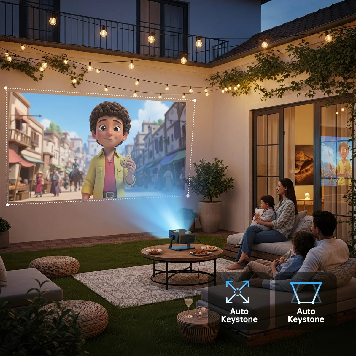 4K Projector 280 ANSI HD 1080P with Keystone Correction WiFi6 BT5.2 Android 11 Portable Mini Projector for Home Cinema