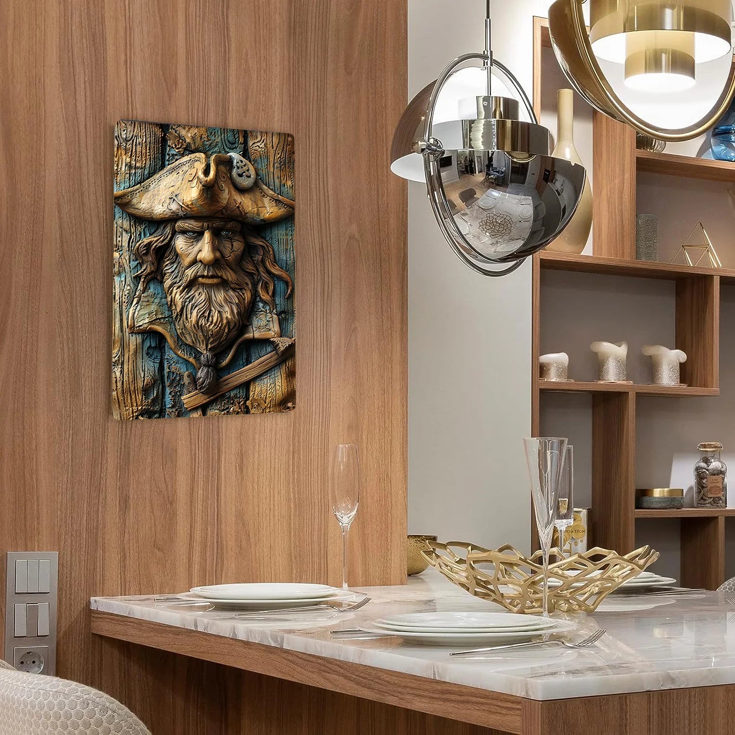 Pirate Captain Themed Sign Wall Art Plaque Design Durable Display for Home Office and Store Decoration High Bend