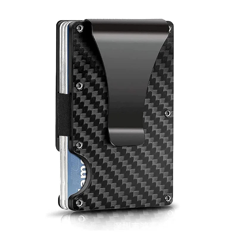 Forged Carbon Fiber Card Holder Wallet Men Clip Money Bag Cardholder Aluminium Metal RFID Slim Luxury Cartera Hombre