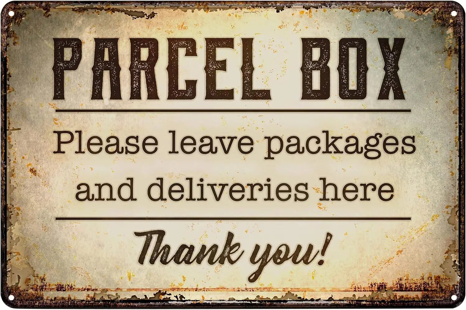Vintage Metal Signs Mail Parcel Box Tin Sign Notice Leave Deliveries Packages Delivery Poster Wall Art Decor Plaque