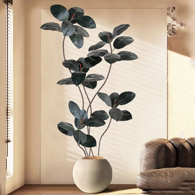 70in Large Artificial Plants Fake Ficus Tree Branch Plastic Rubber Leaves Tall Green Landscape For Home Garden Office