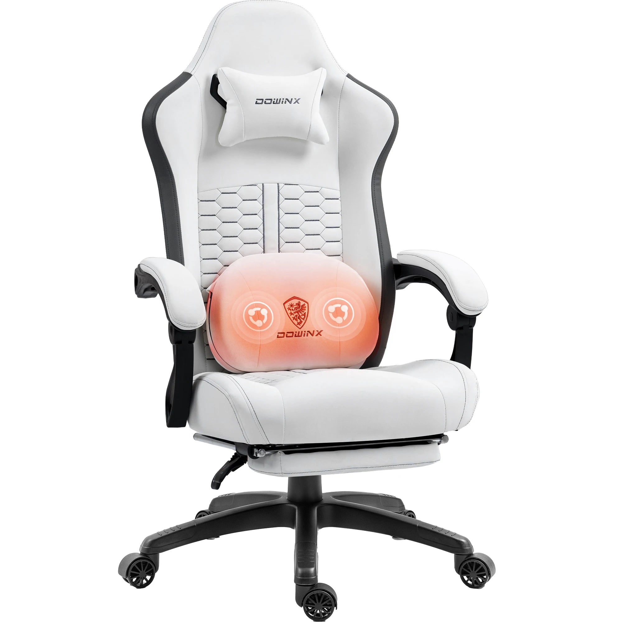 Dowinx Gaming Chair with Heated Massage Lumbar Support Ergonomic Gaming Computer Chair with Pocket Spring Cushion