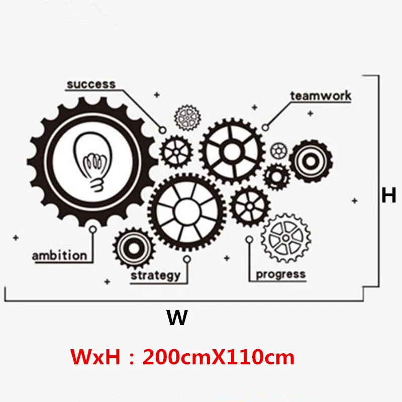 Industrial Style Gear Wall Sticker For Home Living Room Acrylic Office Culture Decor Decal Decorative Mirror Wallpaper