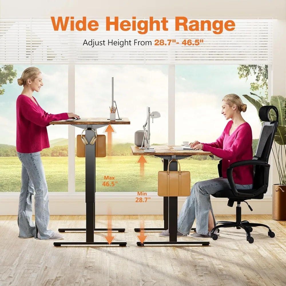 Electric Adjustable Height Standing Desk - 55 x 24 inch Sit to Stand Up Desk with Splice Board Rising Home Office