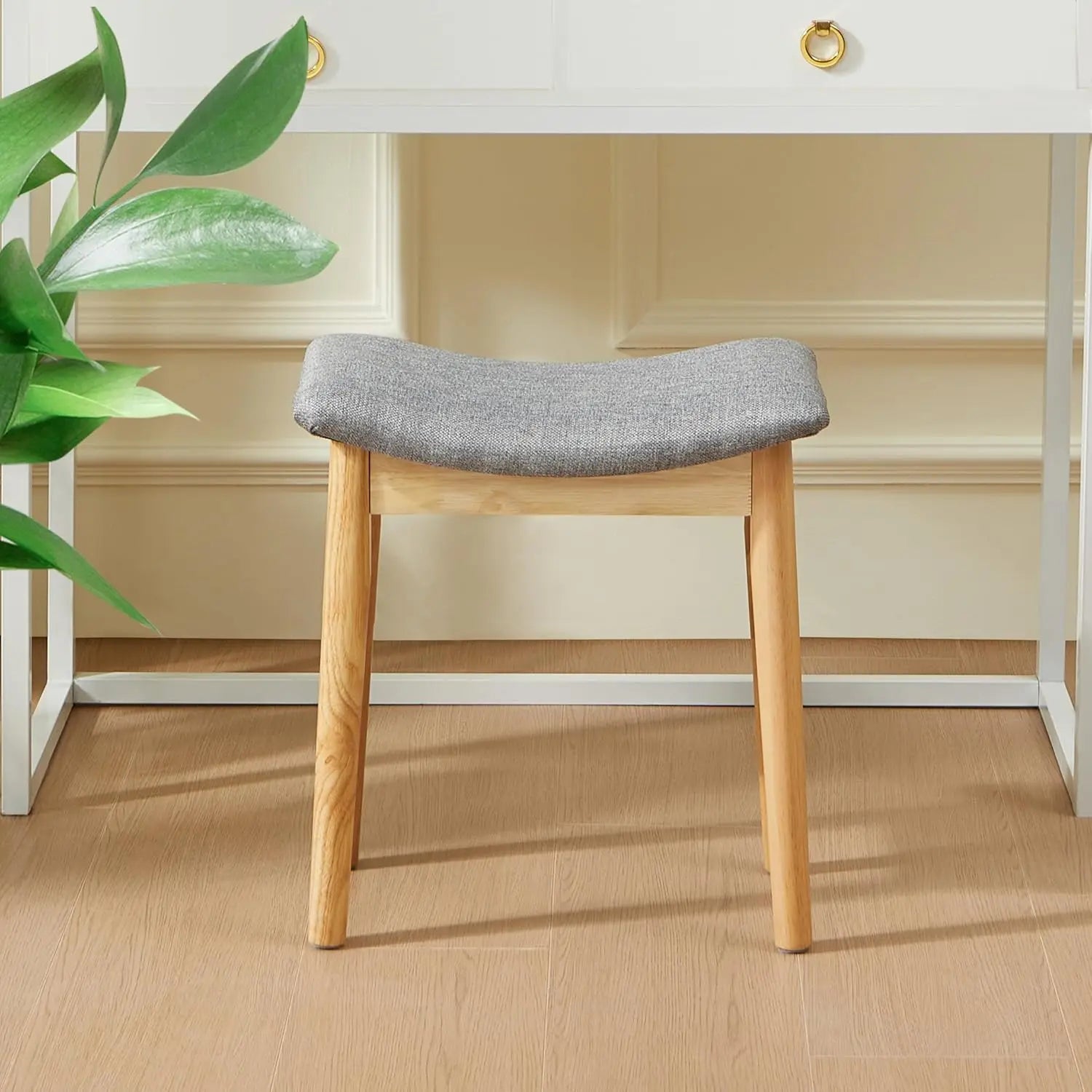 Vanity Stool Vanity Chair 18 Inch- Stool Chair Wood Legs Modern Piano Bench Makeup and Foot Stool for Bedroom.
