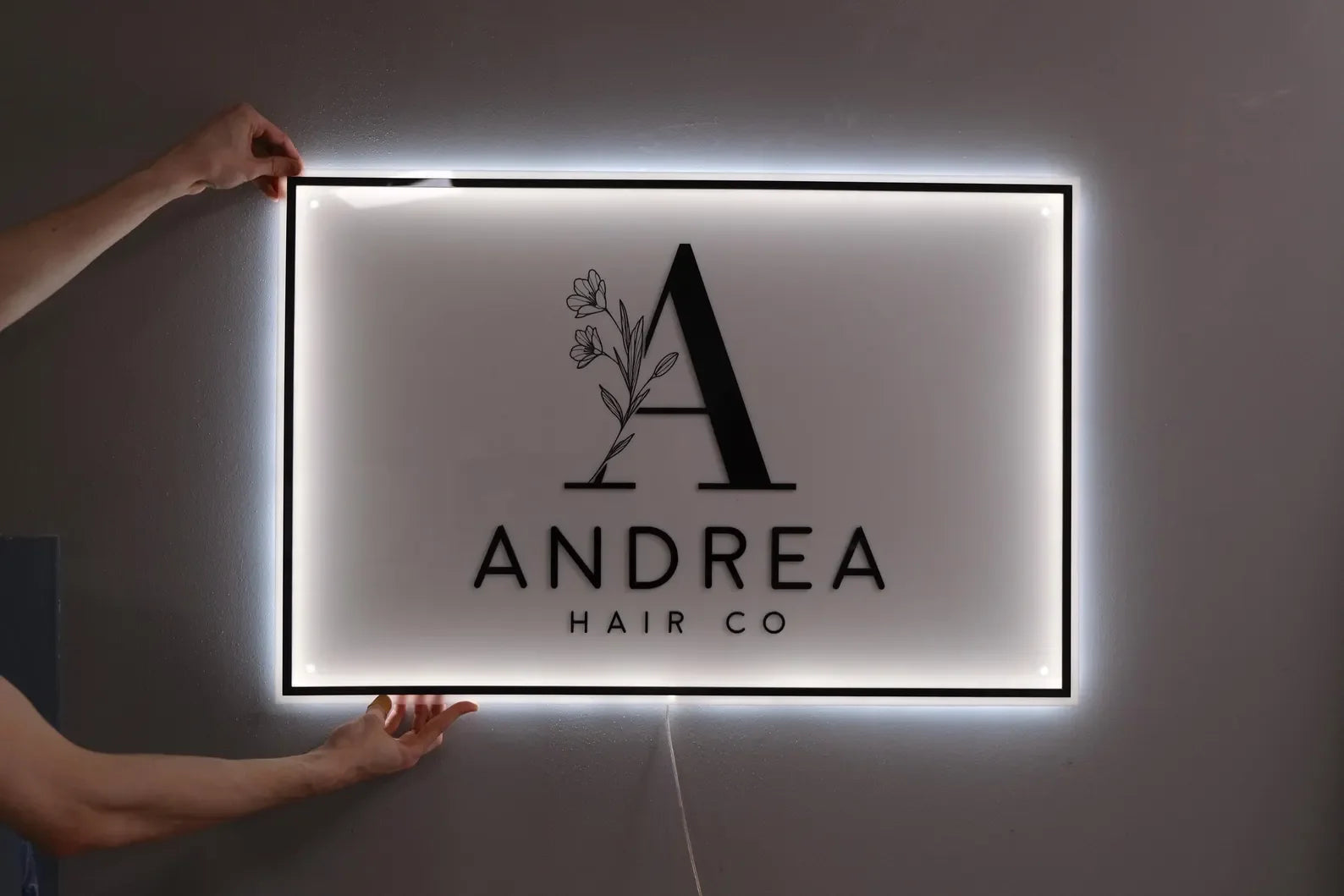 Custom Business Logo LED Sign Backlit Acrylic 3D Rectangle Wall Decor for Beauty Salon Office Company Logo Lighting