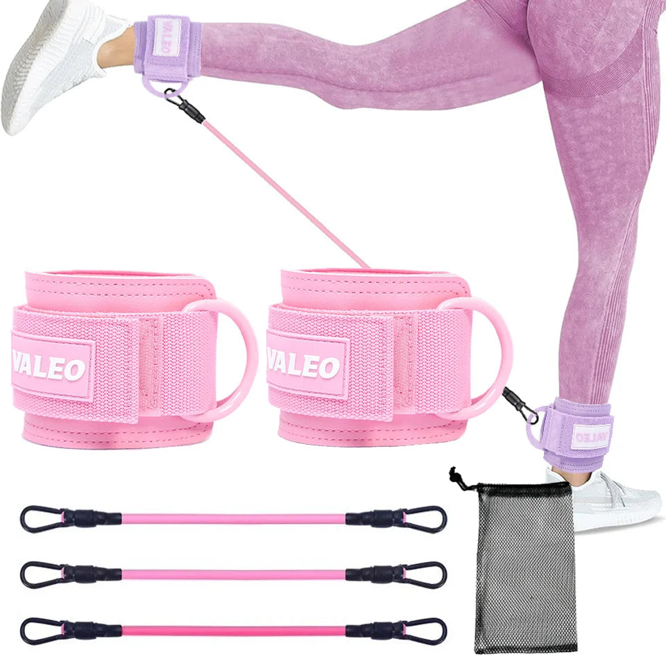 LOOGDEEL Resistance Bands Set Ankle Straps Adjustable Foot Support Padded Cuff Ankle Weight Leg Training Brace Yoga