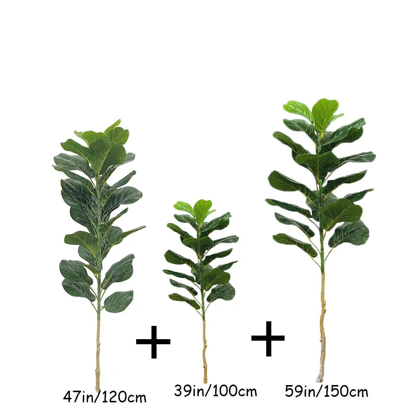 67in Large Artificial Tree Faux Ficus Lyrata Plants Fake Monstera Plastic Banyan Leafs For Home Shop Garden Office