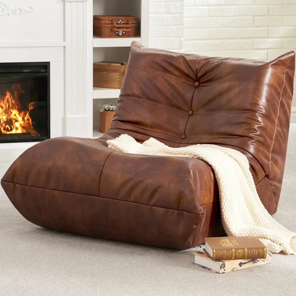 living room sofas Bean Bag Chair Lazy Floor Sofa Memory Foam Fireside Sofa for Adults Big Beanbag Faux Leather Armless