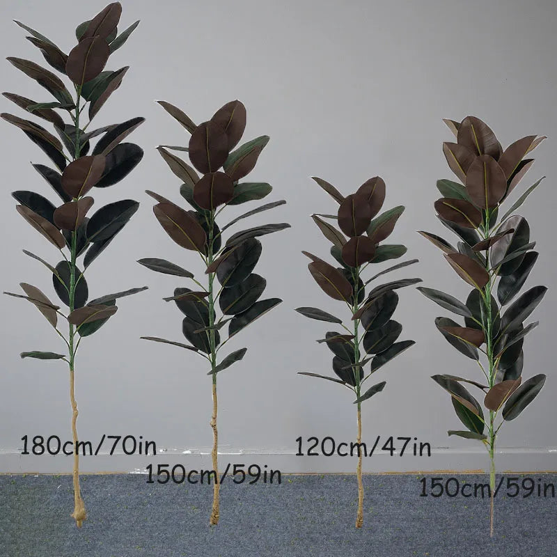 13-70in Large Ficus Tree Artificial Rubber Tree Plastic Banyan Plants Real Touch Banyan Leaves For Home Garden Shop
