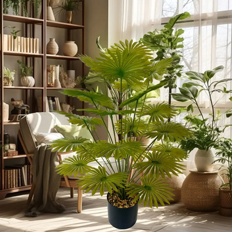 1PC 54-100CM Large Artificial Palm Tree Fake Tropical Plants Fall Winter Leaves Plastic Banyan Tree for Garden Home