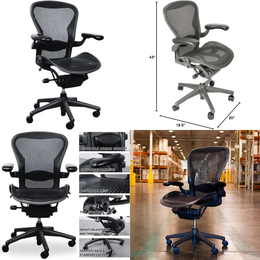 Herman Miller Office Chair Size B | Fully Adjustable with All Features Included| Quick and Easy Assembly| Renewed| 10