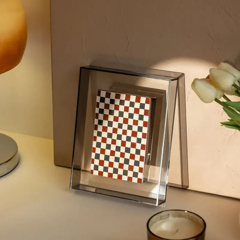 5 Inch Transparent Acrylic Photo Frame Box Photocard Holder Interior Frame Picture Display Stand Office Home Desktop