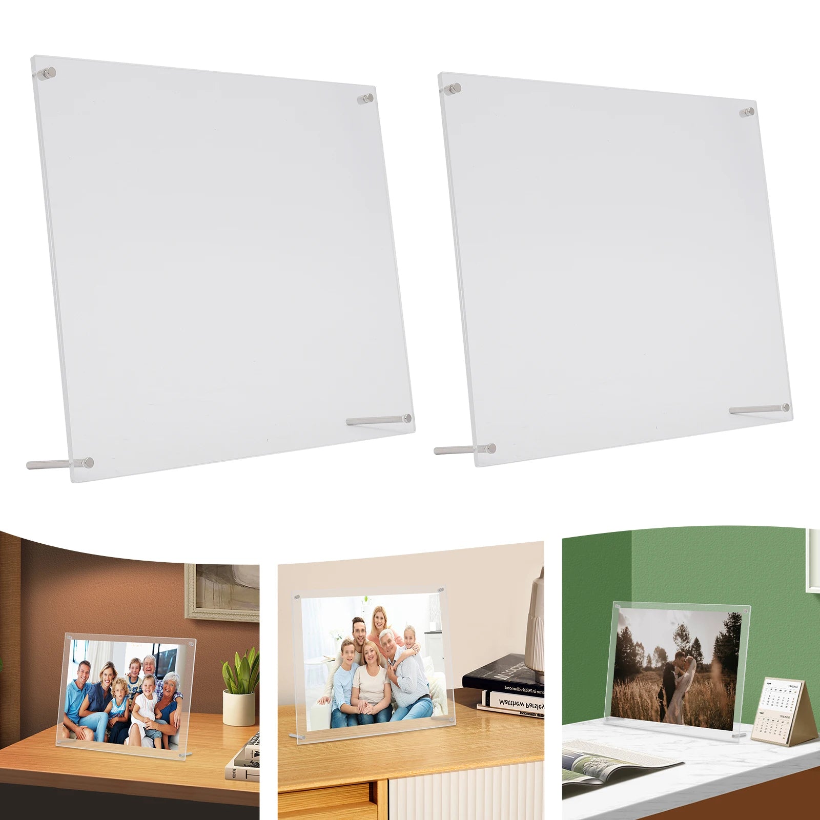 2Pcs 11x14 Inch Acrylic Picture Frames,Clear Rectangle Desk Picture Frames Single Picture Frame for Homes,Offices