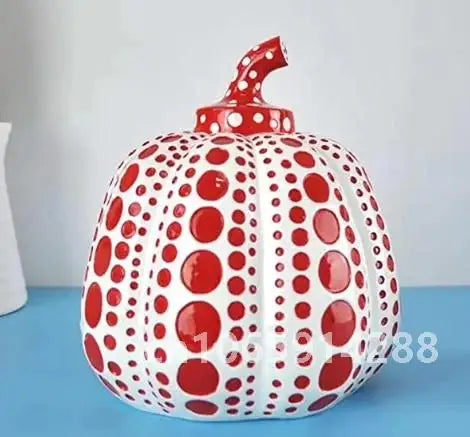 Kusama Yayoi Pumpkin Statue Japanese Art Wave Point Pumpkin Sculpture Morden Resin Crafts Office Home Interior Decor