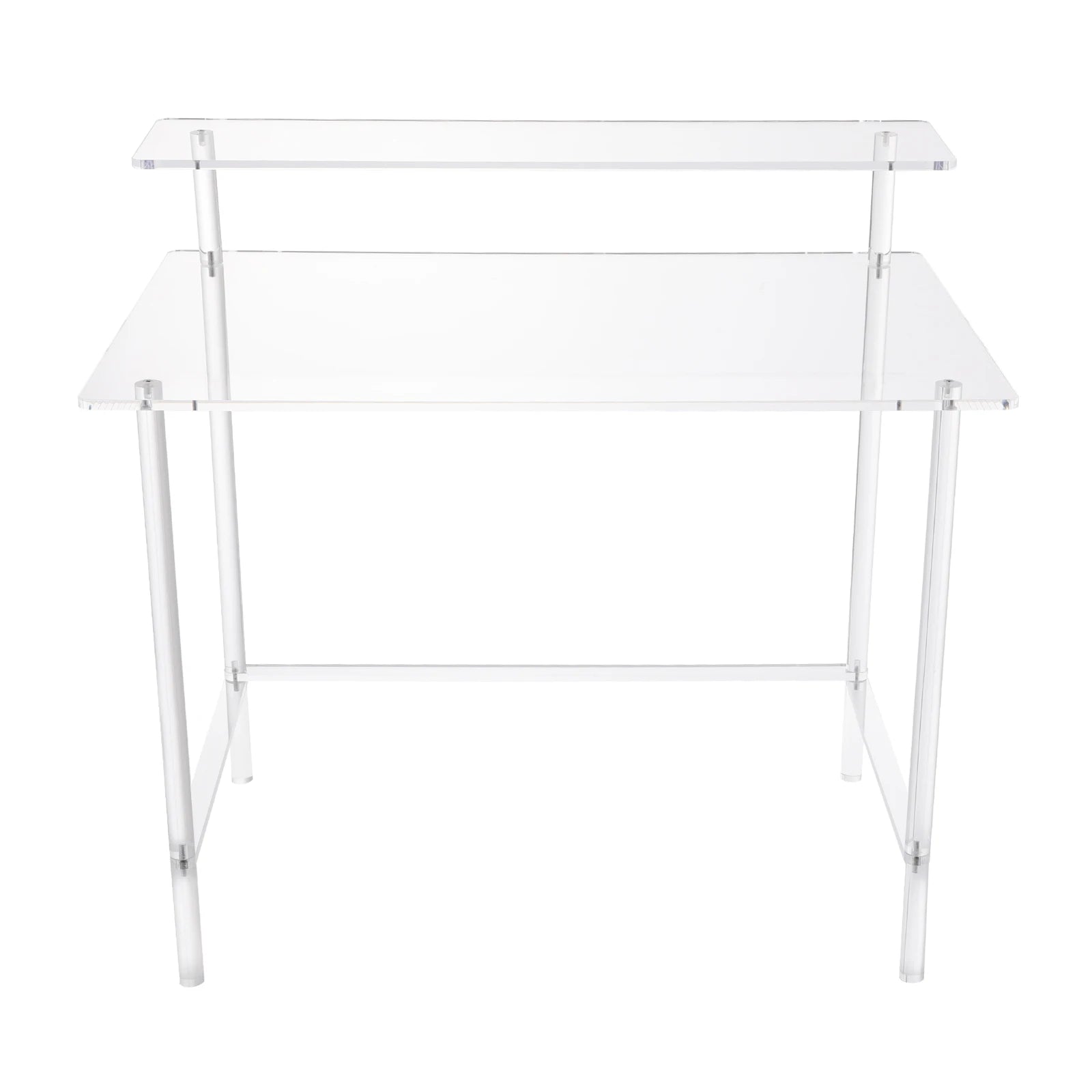 Home Office Desk 2-tier Acrylic Desk Modern Clear Desk Study Writing Table Computer Desk for Office Living Room Bedroom