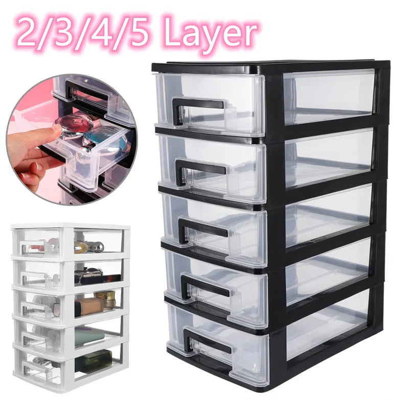 5/4/3/2 Layer Plastic Drawer Type Closet Dustproof Desktop Storage Box Space Saving Makeup Stationery Organizer