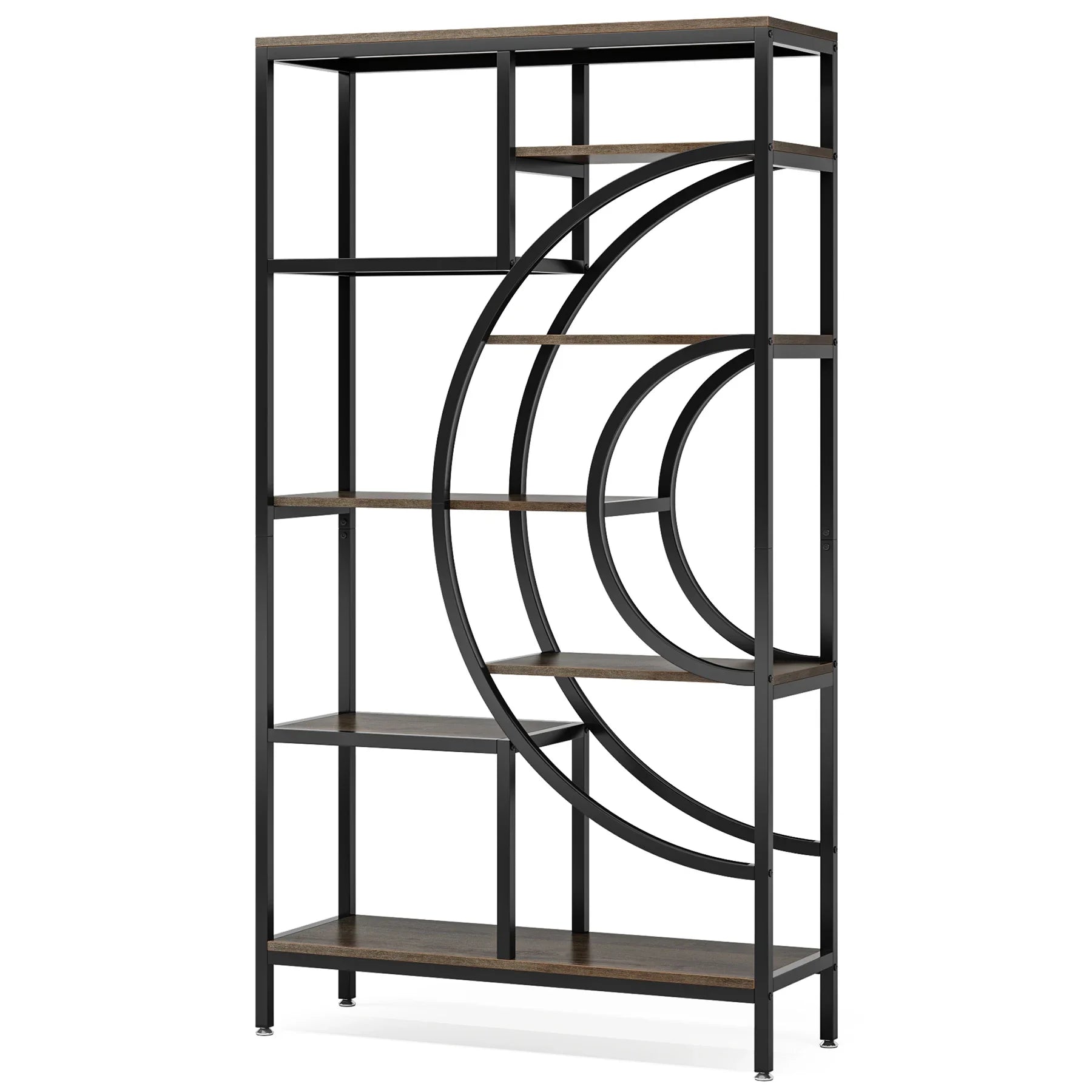 Tribesigns 71 inches Geometric Bookcase 8-Tiers Bookshelves Rustic Bookcase with Metal Frame Freestanding Open Shelving