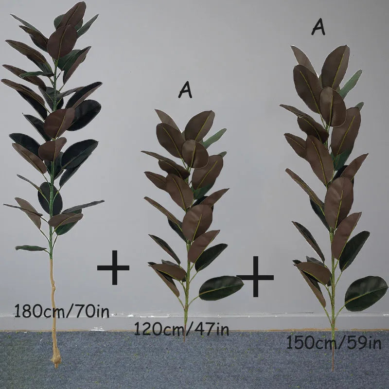 13-70in Large Ficus Tree Artificial Rubber Tree Plastic Banyan Plants Real Touch Banyan Leaves For Home Garden Shop