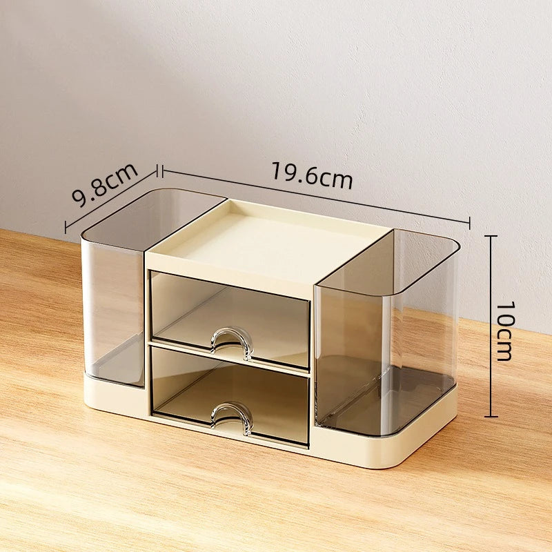 1PC Plastic Desktop Transparent Drawer Box Student Stationery Storage Box Makeup Table Skin Care Products Storage