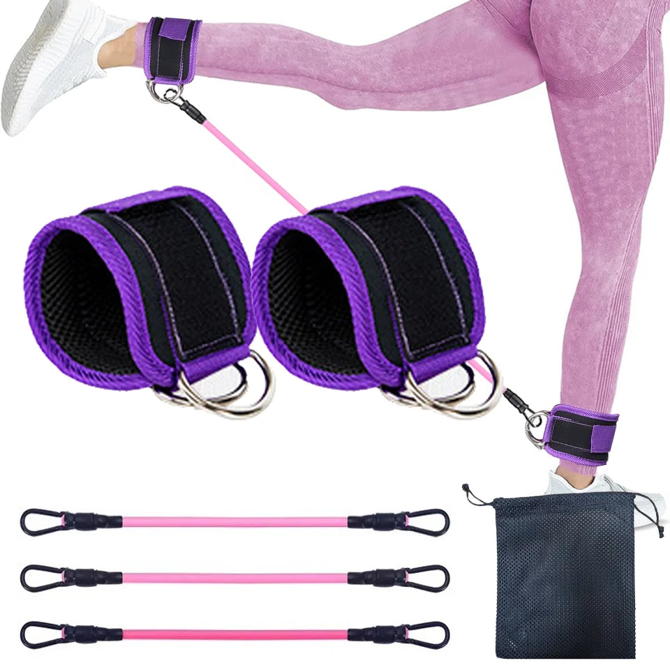 LOOGDEEL D-Ring Support Ankle Cuffs Resistance Bands Ankle Straps Fitness Yoga Leg Strength Safety Extensions Gym Guard