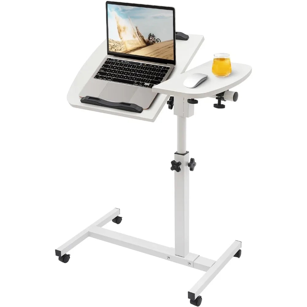 Adjustable Rolling Laptop Table Small Standing Desk Adjustable Height with Wheels Mobile Laptop Stand Portable Stand Up