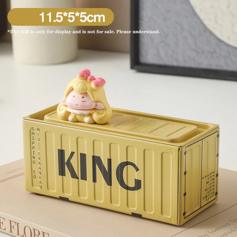 Mini Compact Iron Storage Container - Creative Desktop Organizer Desk Organizer Metal Box for Rings Chargers Pens Coins