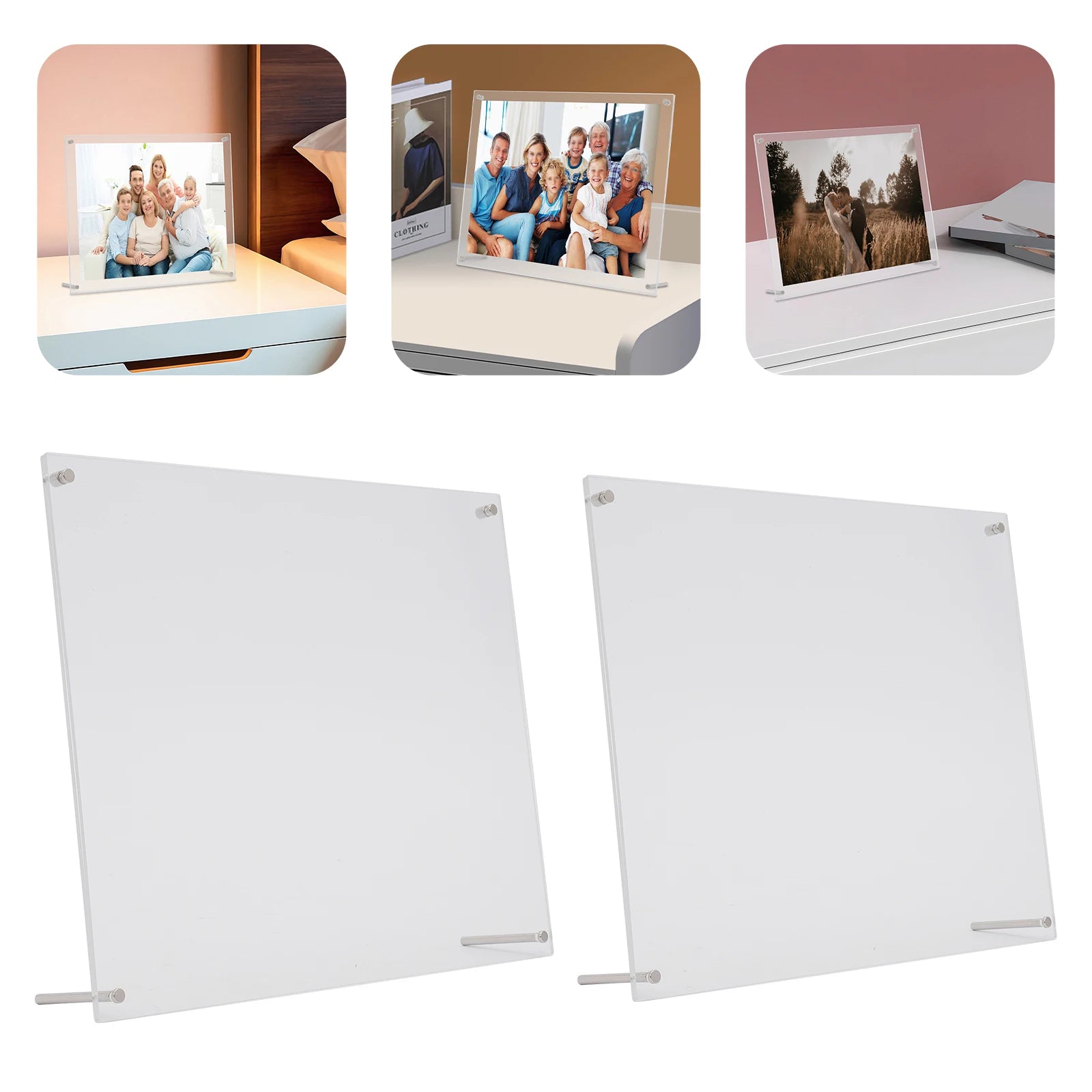 2Pcs 11x14 Inch Acrylic Picture Frames,Clear Rectangle Desk Picture Frames Single Picture Frame for Homes,Offices