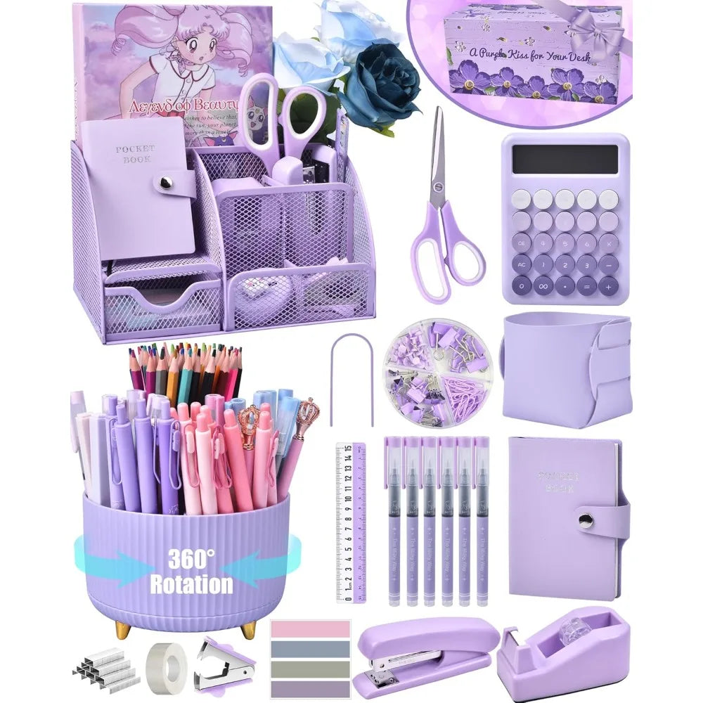 purple desk organizers and accessories with mesh desk organizer and 360°rotating pen holder and a lot of office purple