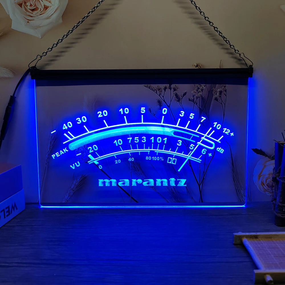 Marantz Peak VU dB LED Neon Sign-3D Carving Wall Art for Home,Room,Bedroom,Office,Farmhouse Decor - Blue / UK-30x20cm