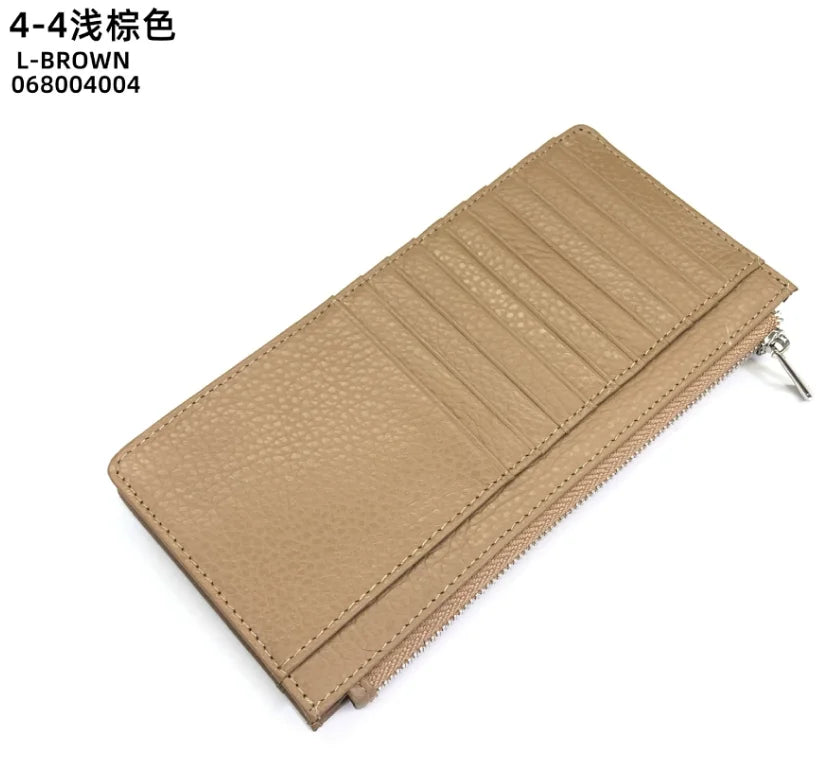 Large Capacity Long Zipper Card Holder Custom Letters Genuine Leather Men Credit Card Wallet Business Women Phone