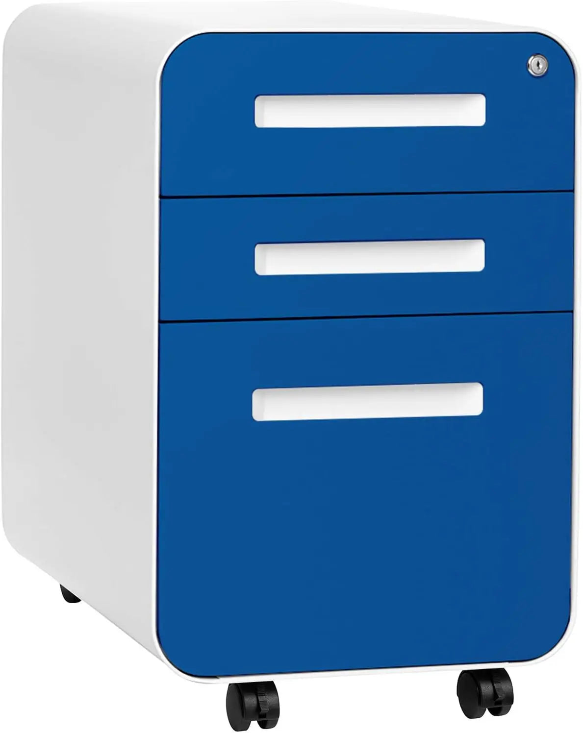 Under Desk 3-Drawer Metal File Cabinet with Lock Suitable for Legal/Letter Size on Wheels and Stationary - United