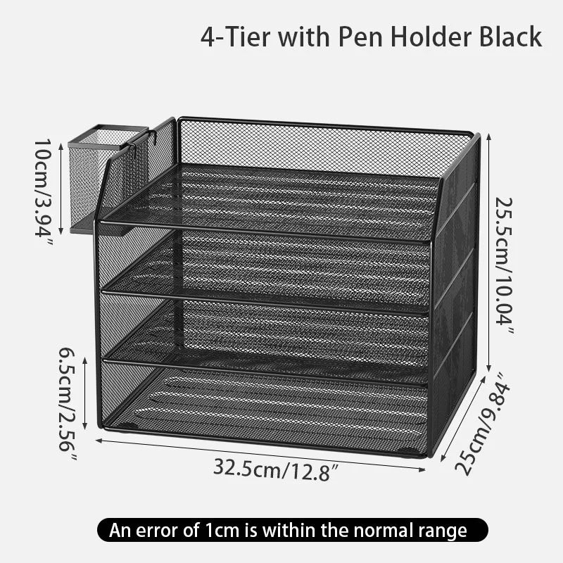 Metal file rack desktop file storage box integrated multi-layer document rack office desk bookshelf book stand