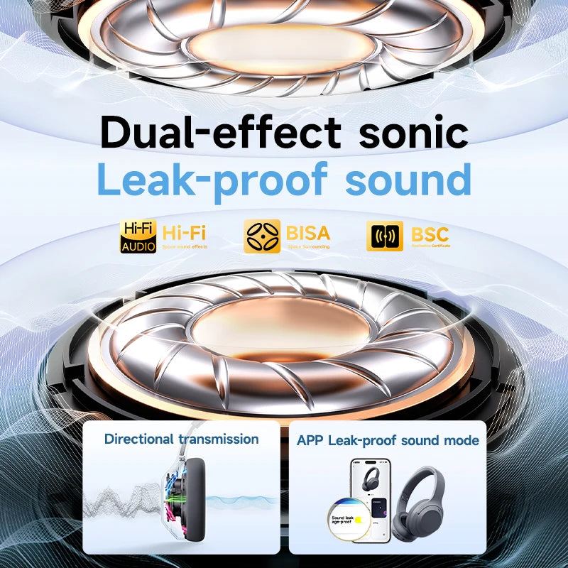 Picun F1 ANC Wireless Bluetooth 5.4 Hi-FI Audio Headphones 43dB Adaptive Noise Cancelling Headsets 40mm Driver 80H