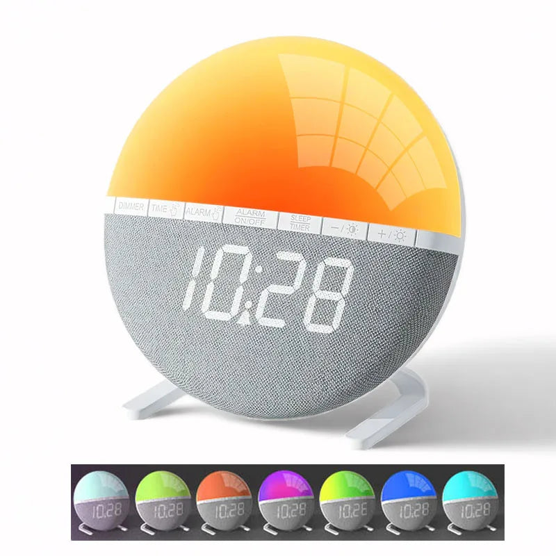 Wake Up Light Sunrise Alarm Clock Desk Clock with Colors Light Natural Sound Digital Clock for living room bedroom home