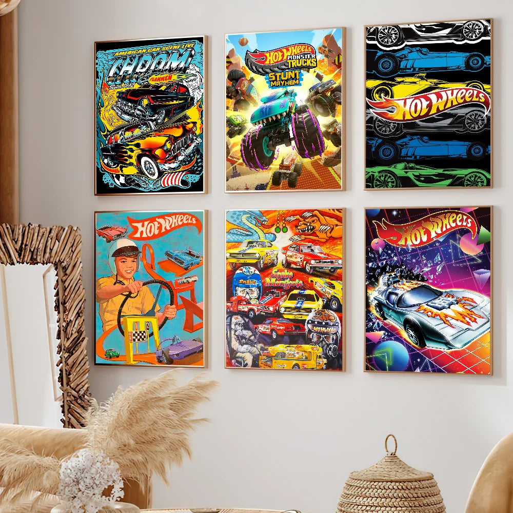 Super Car H-Hot W-Wheels Poster Self Adhesive Painting Living Room Office Decoration Bedroom Home Wall Sticker Prints