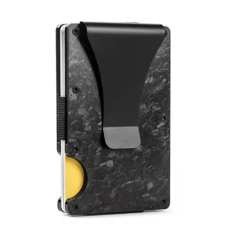 Forged Carbon Fiber Card Holder Wallet Men Clip Money Bag Cardholder Aluminium Metal RFID Slim Luxury Cartera Hombre