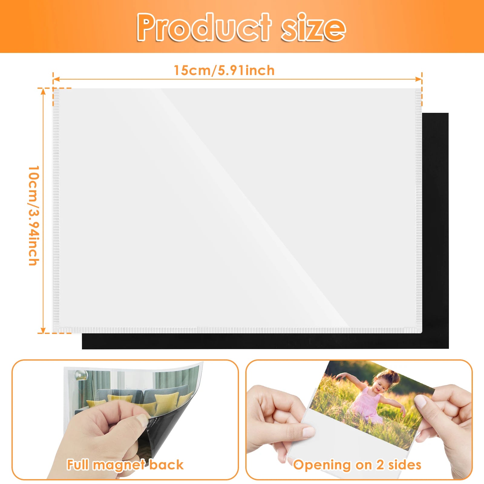 24/10pc Magnetic Picture Frames Fridge Magnet Photo Frame Card Holder Refrig Window Whiteboard Office Cabinet PVC Photo