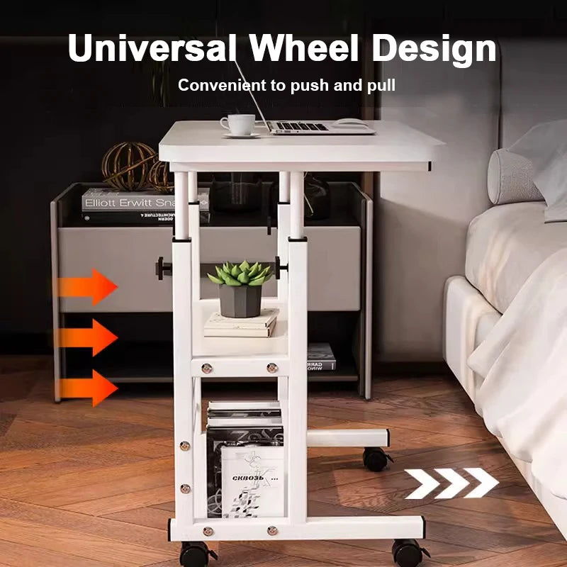 Height Adjustable Computer Desk Standing Desk Bedside Smart Game Office Desk Mobile Study Table with Rolling Wheel