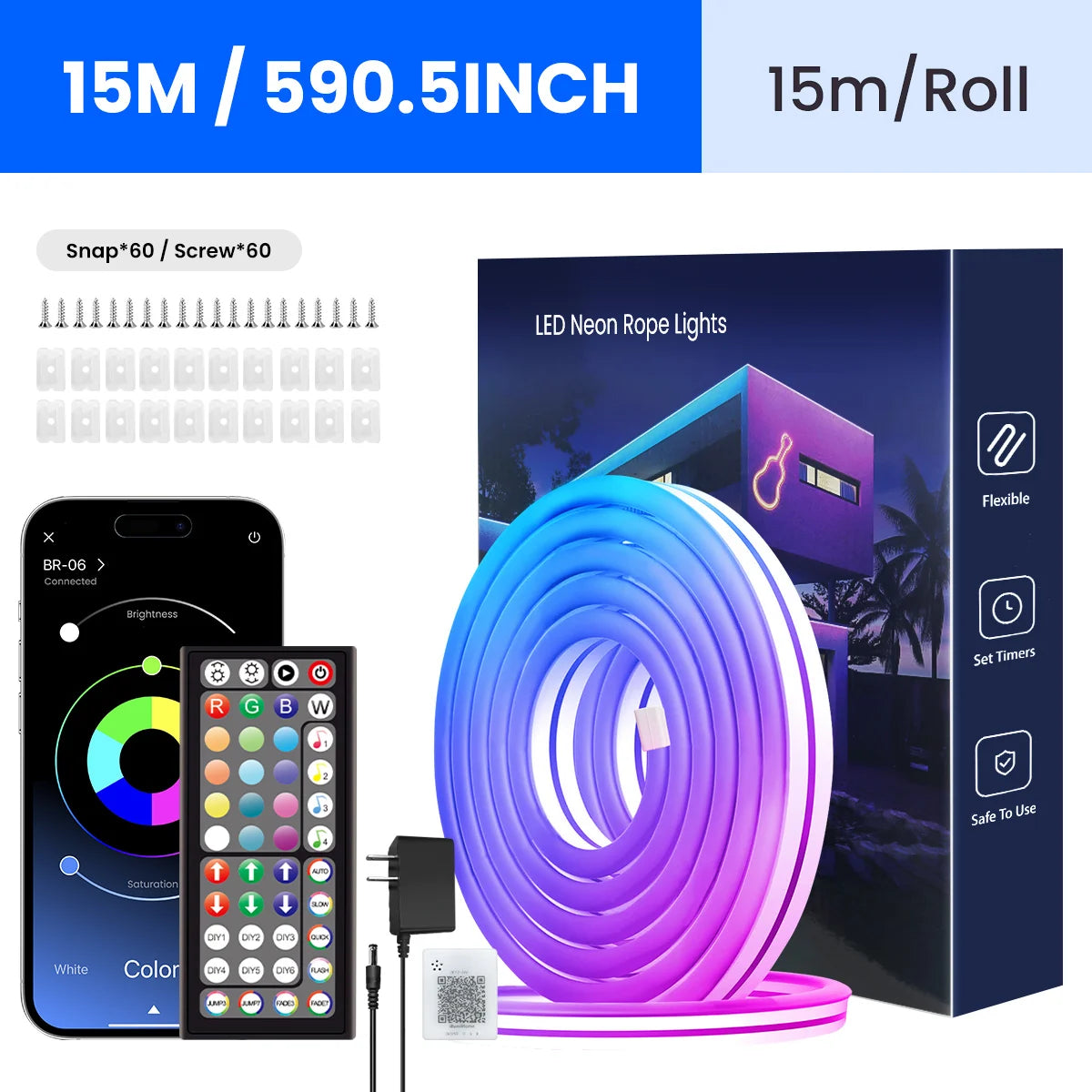 Neon LED Rope Lights LED Lights For Bedroom Flexible LED Light Strip With Remote And APP Control RGB Lighting Strip