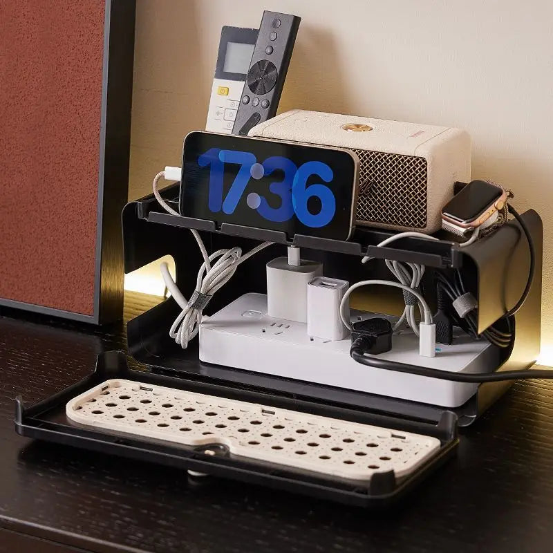 Large Cable Management Kit for TV/Set-top Box Retro Power Cord Organizer Box Desktop Cord Hider Box to Conceal Power