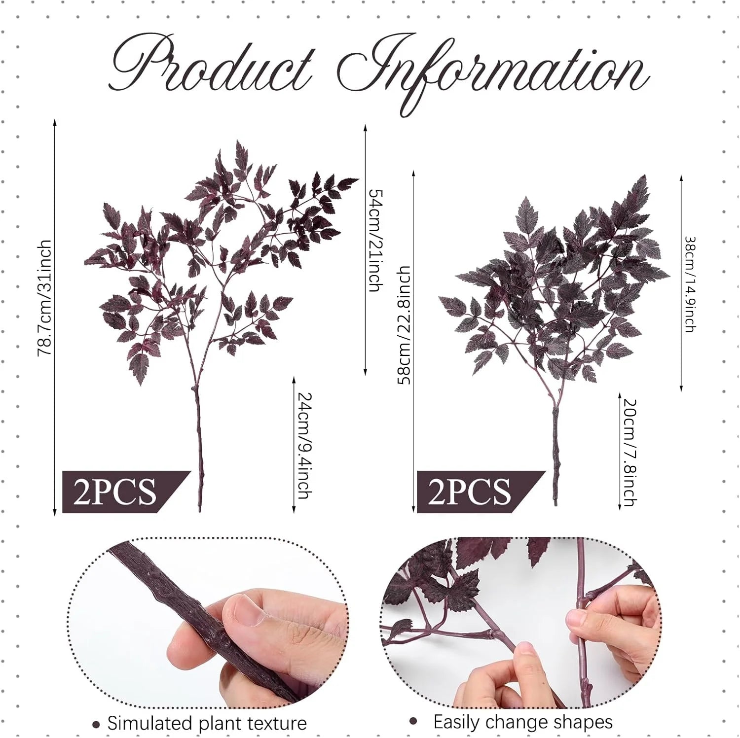 4-12 Pcs Artificial Cimicifuga Plant Leaf Farmhouse Vase Decor Spray Faux Plum Cimicifuga Ramosa Branch Stems for Home