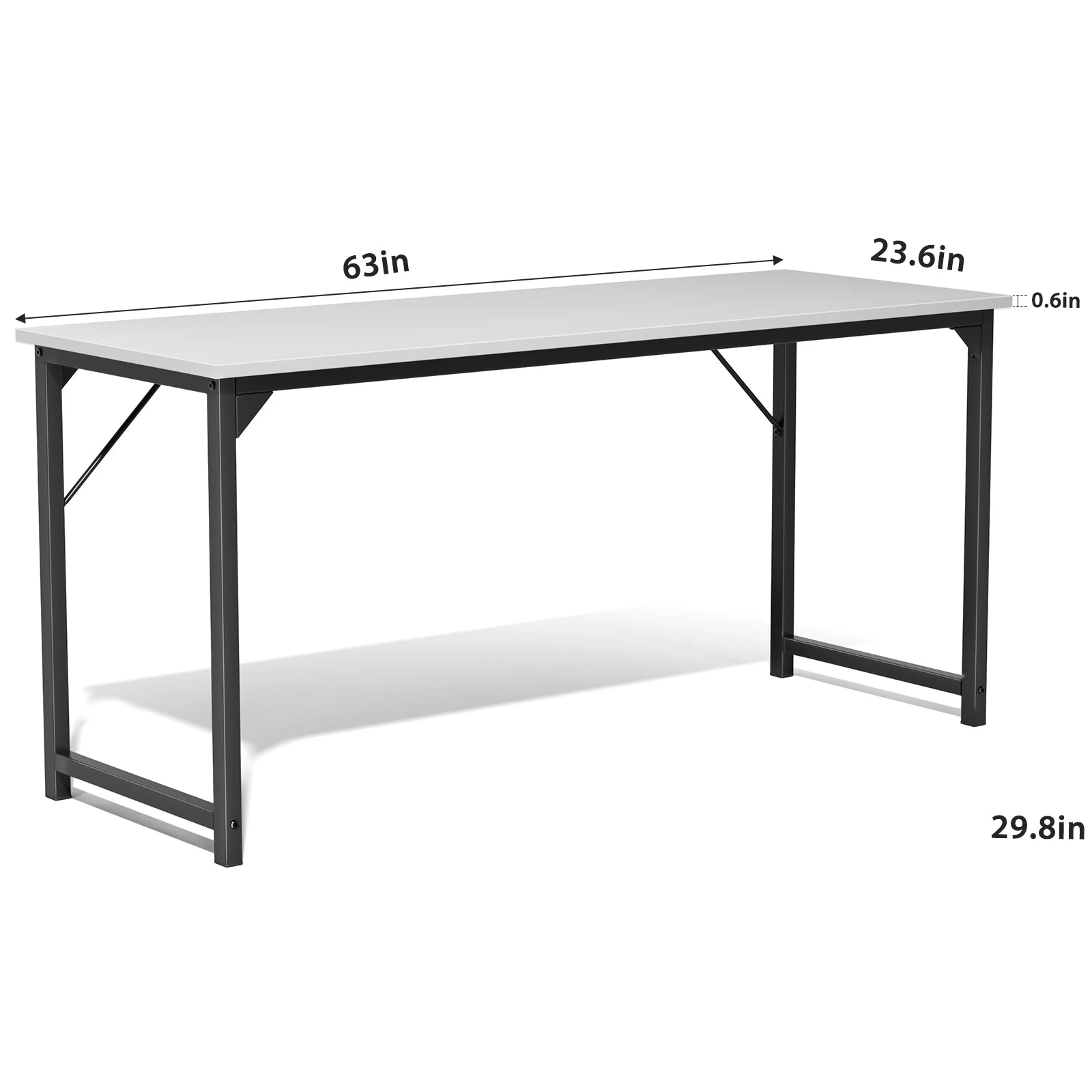 JHK Computer Office Desk Writing Study Office Gaming Table Modern Simple Style Compact Metal Frame Wood Tabletop Easy