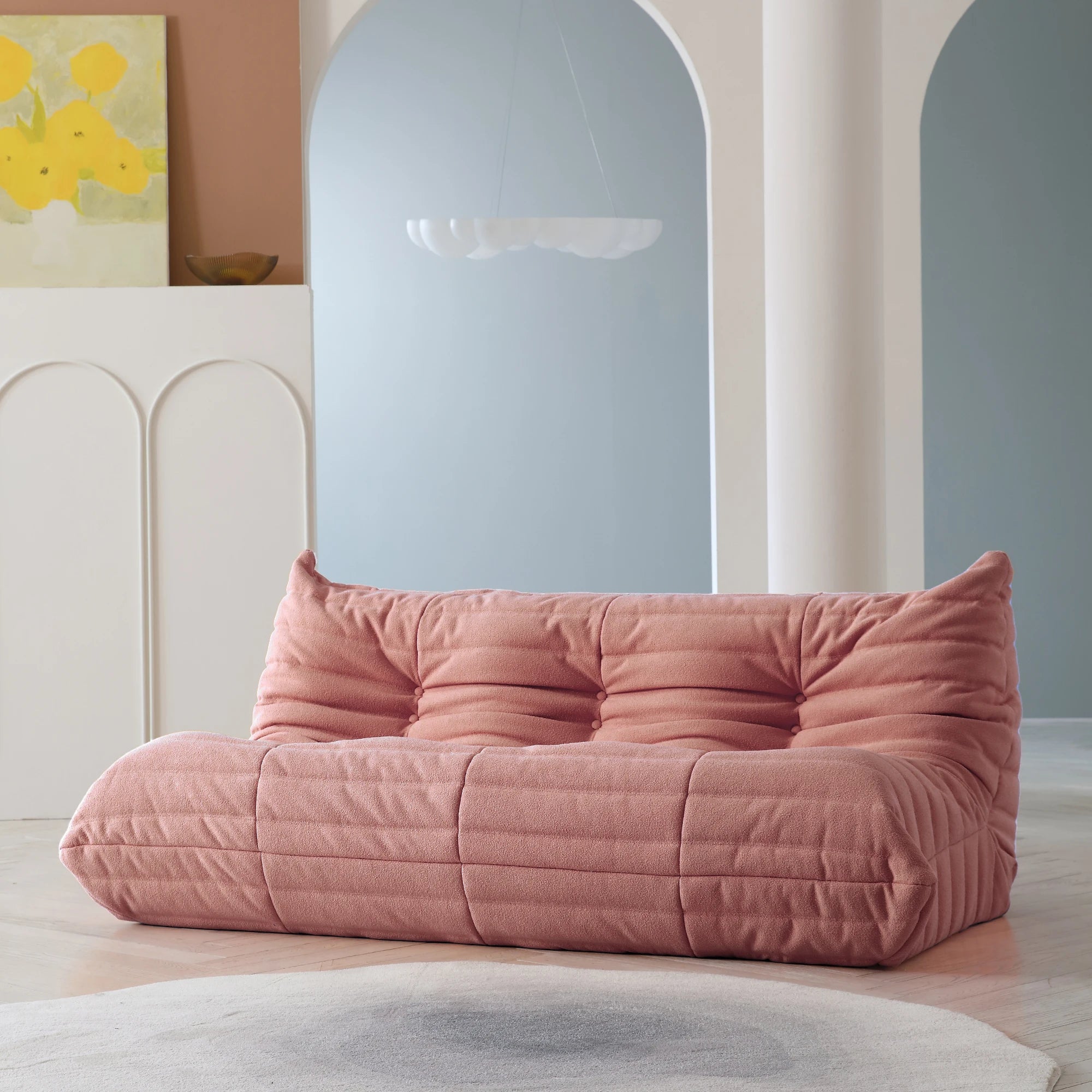 Teddy Fabric Bean Bag Sofas Comfy Lazy Floor Sofa Couch Soft Lounge Chairs Foam-Filled Accent Chair for Living Room