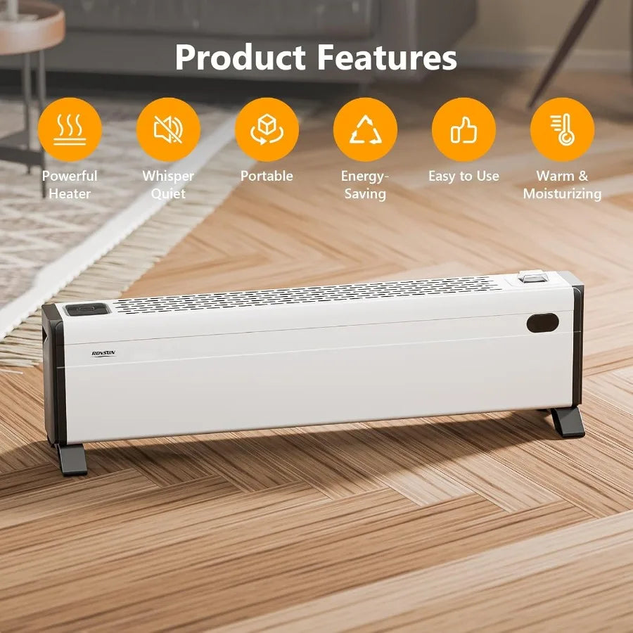 32-inch Electric Baseboard Heater with Knob Control for Indoor Home Bedroom Office Use 1500W Space Heater