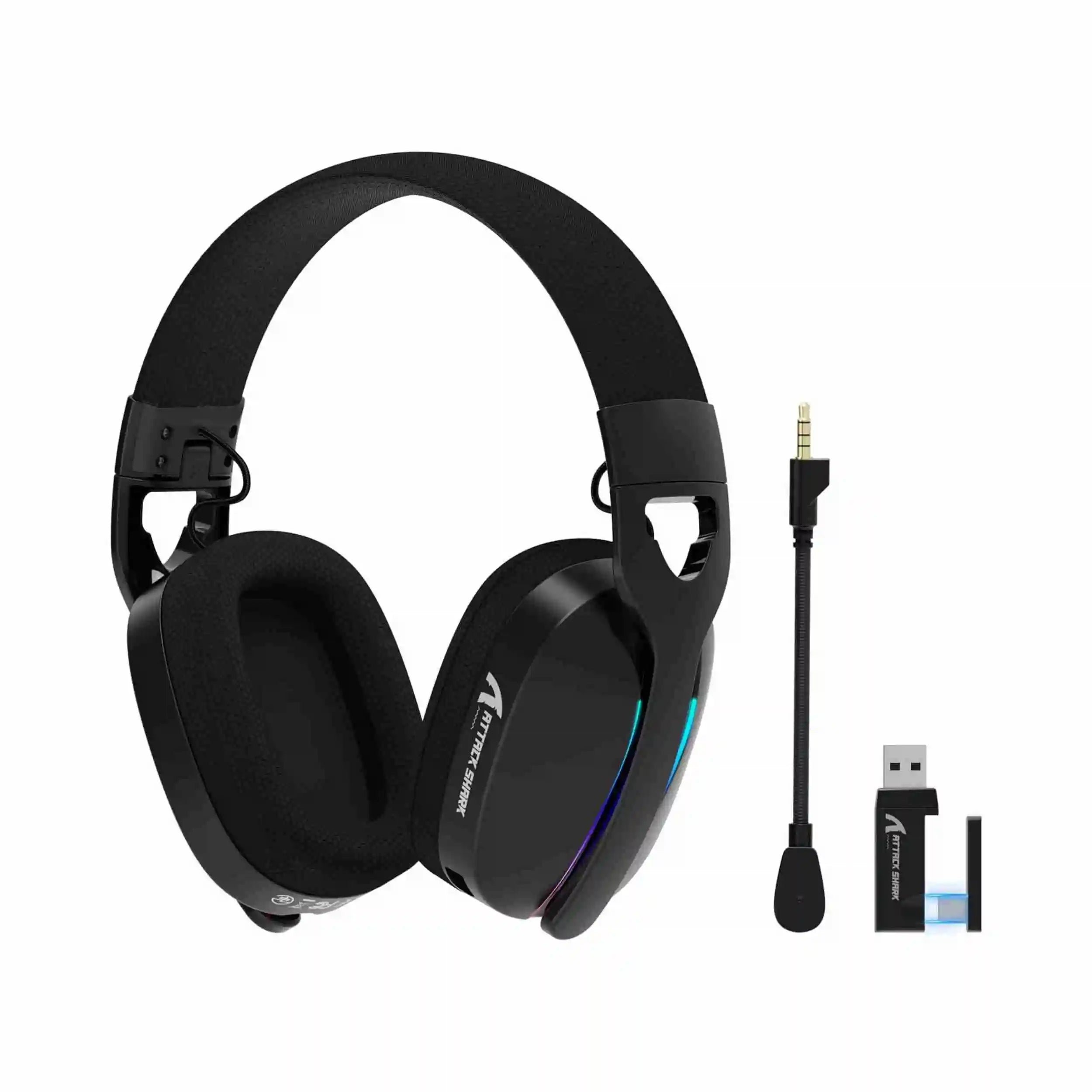 MAMBASNAKE x ATTACK SHARK L80 Wireless Gaming Headset 2.4Ghz USB Gaming Headphones with Bluetooth 5.2 50H Battery
