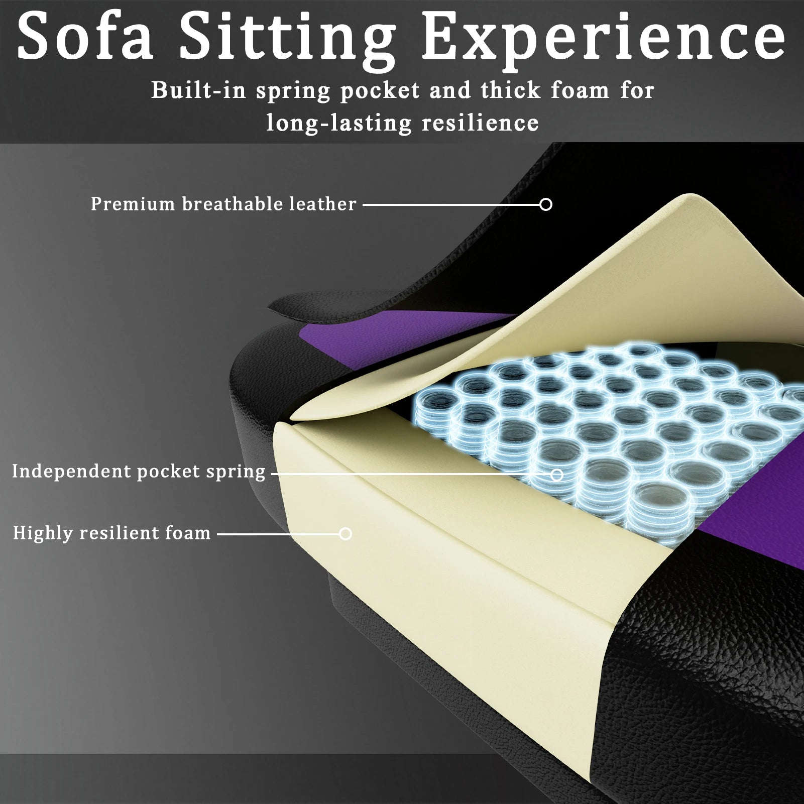 Gaming Chair with Pocket Spring Cushion and Footrest Ergonomic Computer Chair for Adults Breathable PU Leather Game